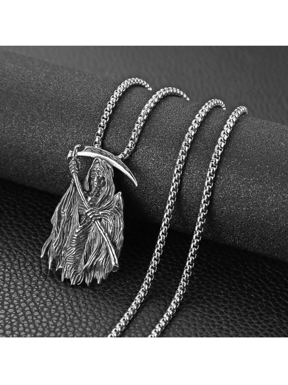 Grim Reaper Pendant Necklace - Black/Silver